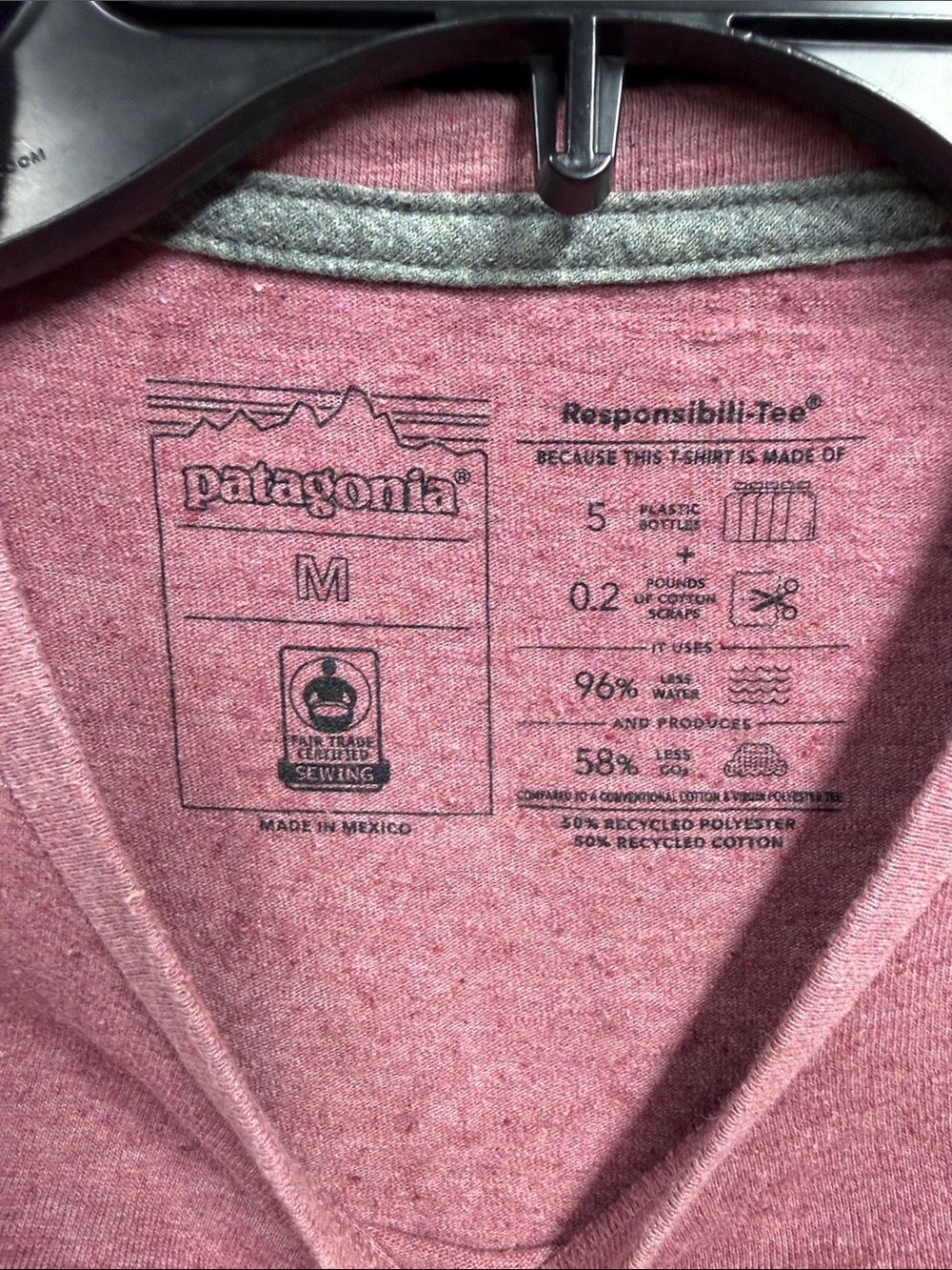 Patagonia Pink Short-Sleeve Crew Tee with Mountain Logo - Picture 2 of 7